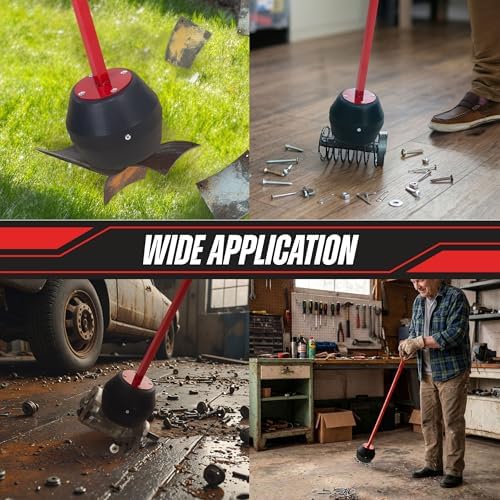 Stalwart Magnetic Pickup Tool with 27.5-Inch Reach | Large Magnet with 25lb Pull and Quick Release Handle - Garage, Work Zone, or Workshop Floor Sweeper