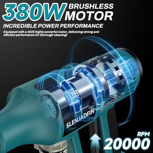 SLENJADFIN Cordless Portable Washer Compatible with Makita 18V Battery, Portable Handheld Cleaning Tool with Brushless Motor, 6-in-1 Nozzle, 4 Level Adjustable for Car Floor Fence Wall (Tool only)