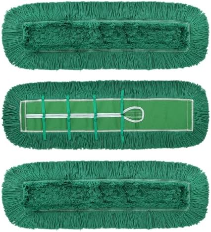 Commercial 48 Inch Dust Mop Head: Replacement Heavy Duty Sweeper and Janitorial Industrial Dust Mop Head for Floor Cleaning,Office,School,Restaurant,Hospital (Green - 48 Inch, 3 Pack)