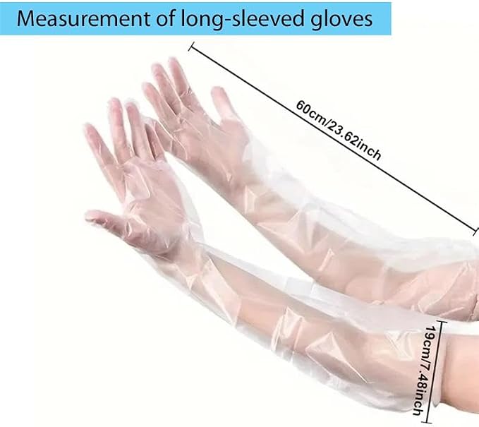20 Pack Long Sleeved Gloves | Full Arm Protection 23.6 Inch Long Cleaning Gloves | Reusable, Heavy Duty Tear Resistant Long Arm Gloves for Household, Pet Care & Gardening