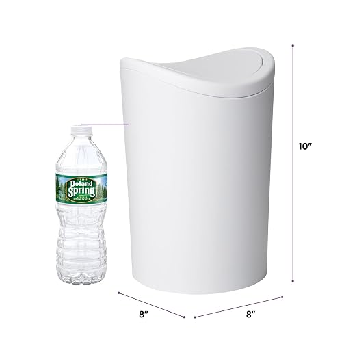 Superio MIni Bathroom Trash Can with Lid, Modern White Mini Waste Bin with Swing Lid (1 1/2 Gallon, 6 Liter) Plastic Garbage Can for Kitchen, Bathroom, Bedroom, Office, Under Desk (1, White)
