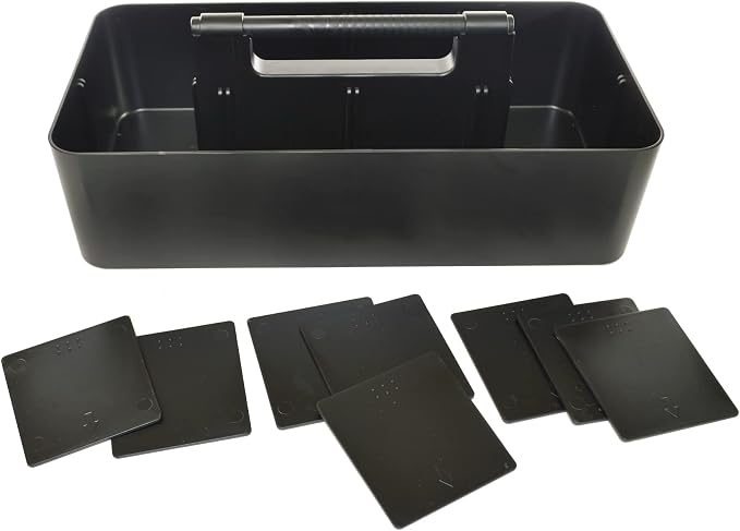 New Plastic Portable Makeup Organizer Caddy Tote Divided Basket Bin with Handle, for Bathroom Storage - Holds Blush Makeup Brushes, Eyeshadow Palette, Lipstick - Extra Large Made In USA (Black)
