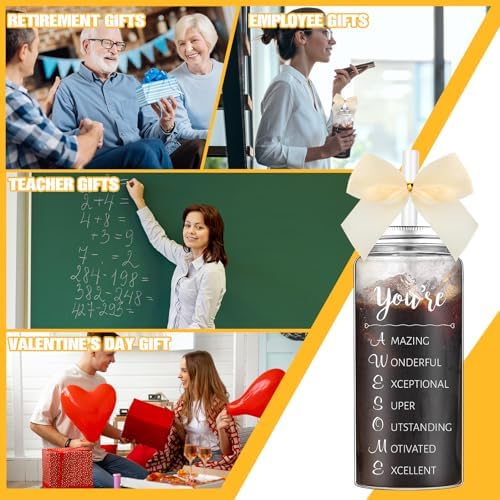 Skylety 24 Pcs Cream Employee Appreciation Gifts Bulk Thank You Cups | Housekeeping Appreciation Week Gift Cups with Lid Straw for Coworker, 13.5 oz, Plastic, Awesome Tumblers for Customer Service