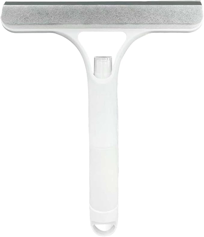3 in 1 Window Cleaning Scraper,All-Purpose Spray Window Squeegee Cleaner Tool,for Glass Doors for Windows Glass, Mirrors Scraper, Brush (White)