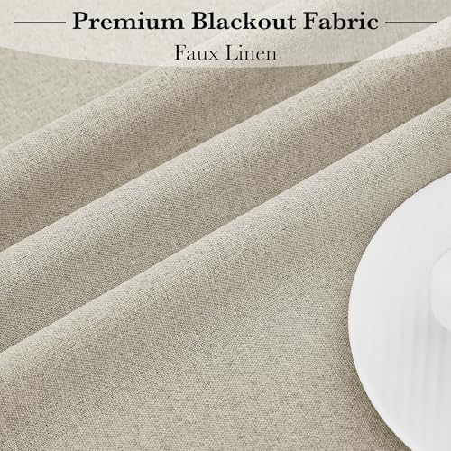 RYB HOME 100% Blackout Curtains for French Door, Privacy Lightweighted Door Window Curtains Thermal Insulated for Kitchen Living Room Easy to Install Blinds, W30 x L69 inch, 1 Pc, Sand