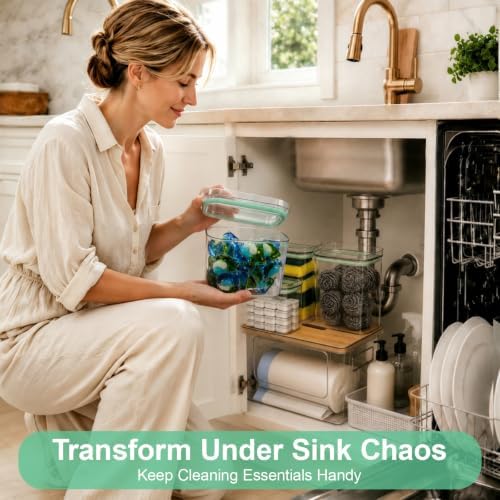 5-in-1 Trash Bag Dispenser, Laundry & Dishwasher Pods Storage Container | Space-Saving Under Sink Garbage Bag Dispenser for 13/30/33 Gallon Bags & Laundry Room Storage. Home Organization Must Haves!