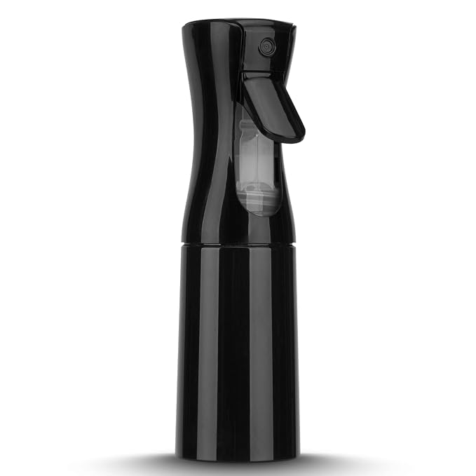 Spray Bottle for Hair (6.8OZ /200ML) Continuous Ultra Fine Mist Sprayer for Hair, Salons, Barber, Plants, Skin Care, Cleaning 1 Pack BLACK