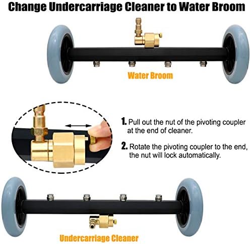 Pressure Washer Undercarriage Cleaner, 16 Inch Water Broom 4000 PSI | Pressure Washer Surface Cleaner Attachment with 2 Extension Wands & 60° Angled Wand for Under Car Washing