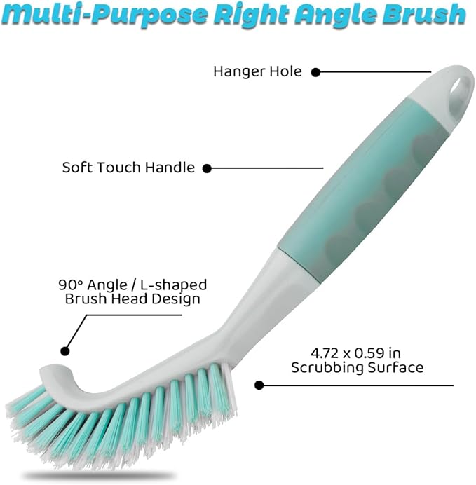 3 Pack Scrub Brush Set, Heavy-Duty Scrub Brushes for Cleaning Bathroom | Stiff Bristles Grout Scrubbing Brush with Handle, Cleaning Brushes for Shower, Bathtub, Kitchen, Floor, Tub, Tile, Sink