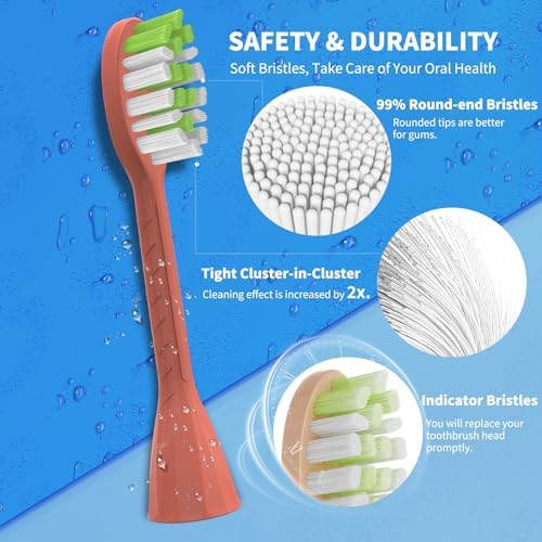10 Pack Toothbrush Replacement Heads for Philips One Sonicare, Orange Red | Medium bristles, Aldult Tooth Brush Heads Refill