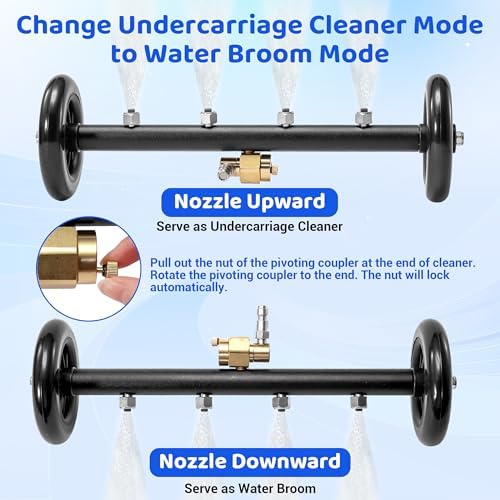 Tool Daily 16" Dual-Function Undercarriage Pressure Washer Attachment | Undercarriage Cleaner with 1L Foam Cannon, Car Wash Water Broom with 3 Extension Wands, 5 Modes for Power Wash, 3600 PSI