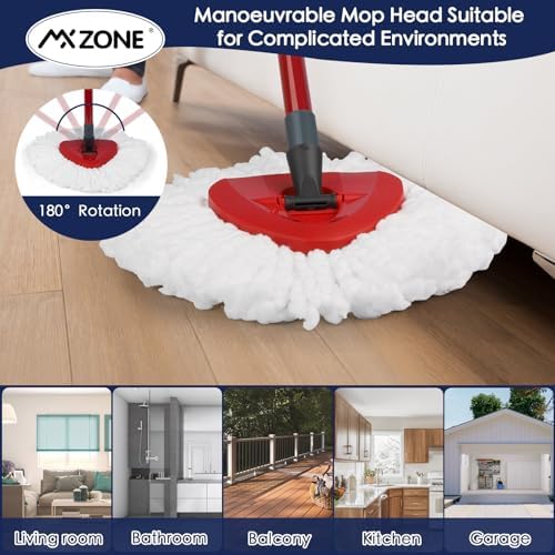 Spin Mop Replacement Heads for O-Cedar EasyWring 1-Tank, Microfiber 5-Pack | Scratch-safe refill traps hair & stains. Wet/dry cleans hardwood, tile & kitchen floors. Washable, reusable, easy to replace.
