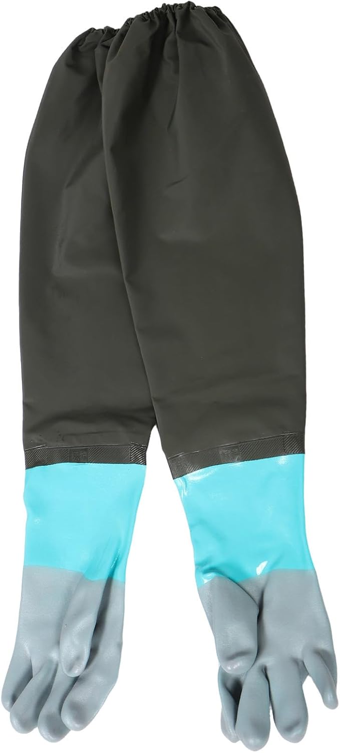 Holibanna Long Sleeve Pvc and Cloth Splashproof Gloves for Car Washing and Pond Cleaning, Comfortable and Multifunctional Use with Extra Long Sleeve Design for Sturdy Protection