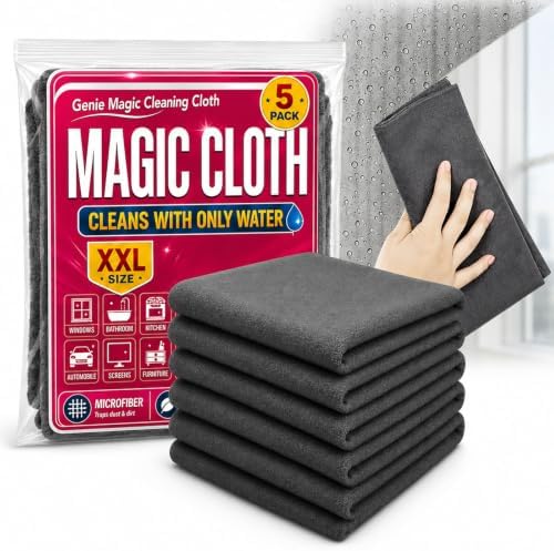 10 Pack Thickened Genie Magic Cleaning Cloth, XXL Microfiber Magic Cloth for Stainless Steel, Glass, Mirrors, Windows, Kitchen, Bathroom, Car & Screens, Reusable Lint Free Streak Free Cleaning Towels