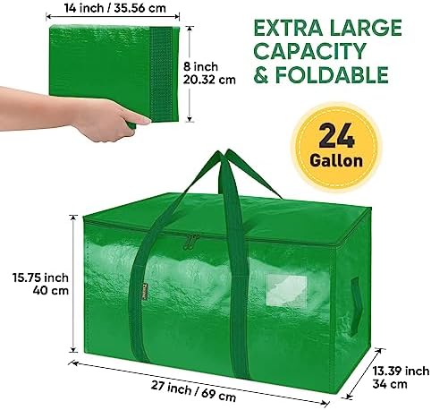 BALEINE 8-Pack Oversized Moving Bags with Reinforced Handles, Heavy-Duty Storage Tote for Clothes, Moving Supplies (Light Green, 8-Pack)
