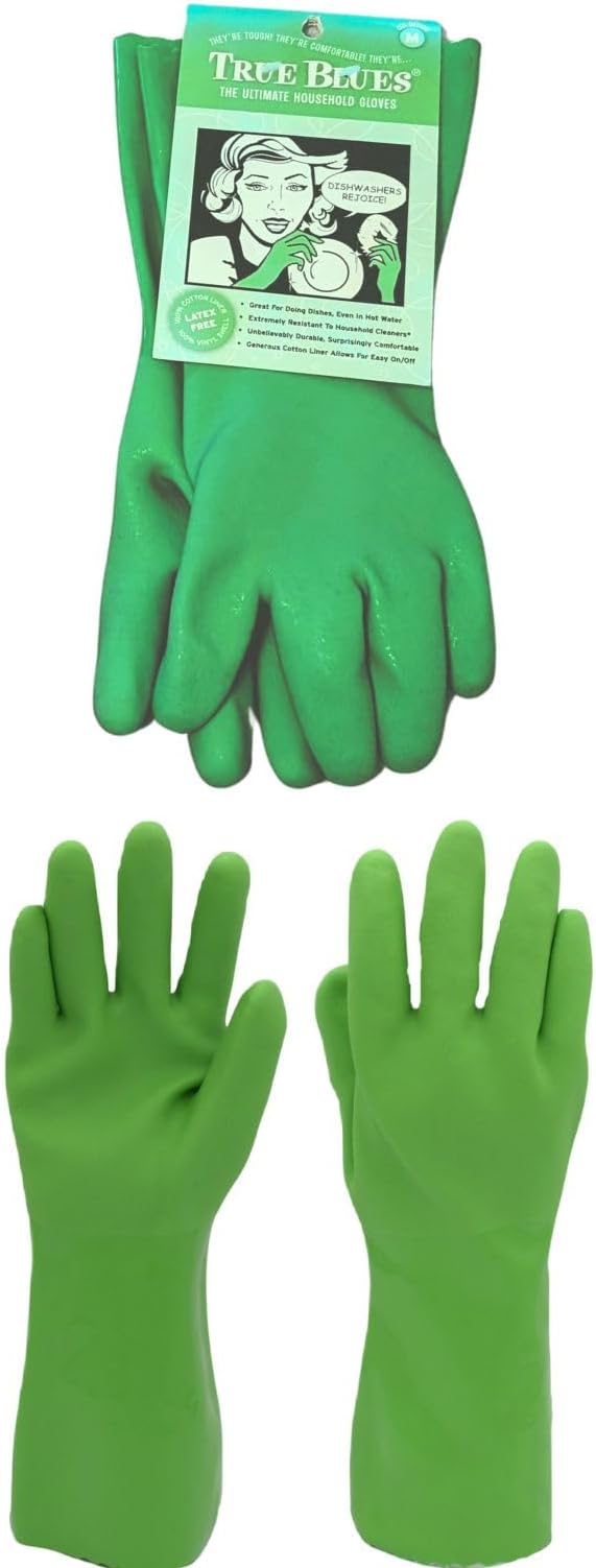 Star Kitchen & Home True Blues Ultimate Green Household Cleaning Gloves (Medium)
