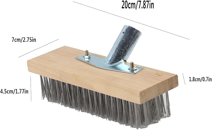 Wire Broom Head, Garden Stiff Metal Bristle Deck Scrub Brush, Garden Weed Moss Remover Tool Broom for Heavy Duty Weed Moss & Algae on Shower Wall Garage Yard Patio (Only Head-8inch)
