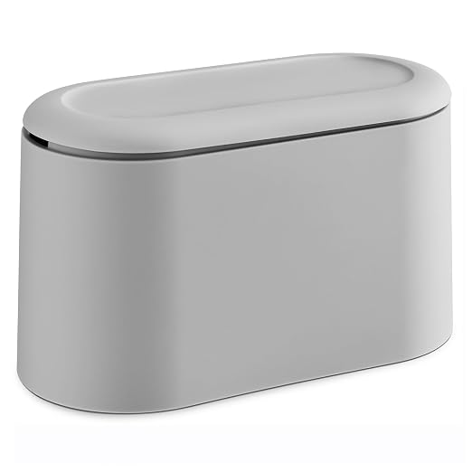 SUBEKYU Mini Trash Can with Lid,Small Desktop Trash Can,Light Grey 0.5 Gal | Countertop Mini Garbage Cans,Small Garbage Can for Office Kitchen Coffee Table, Tiny Wastebasket for Desktop