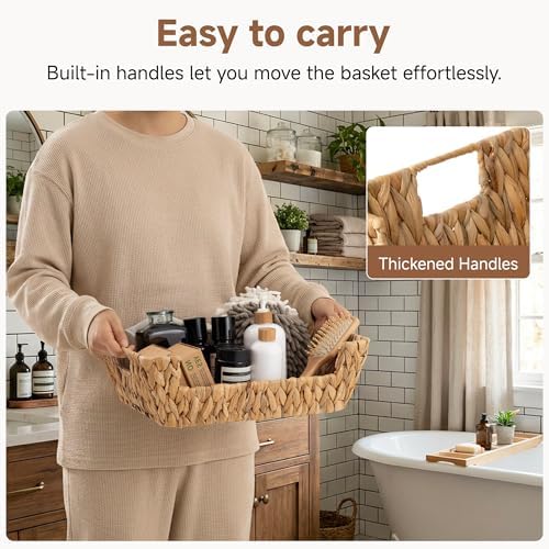 StorageWorks Pantry Baskets for Organizing, Woven Baskets, Water Hyacinth | Pantry Baskets for Patato and Onion Storage, Stackable Wicker Basket Organizer for Shelf, Woven Basket for Storage, 2-Pack