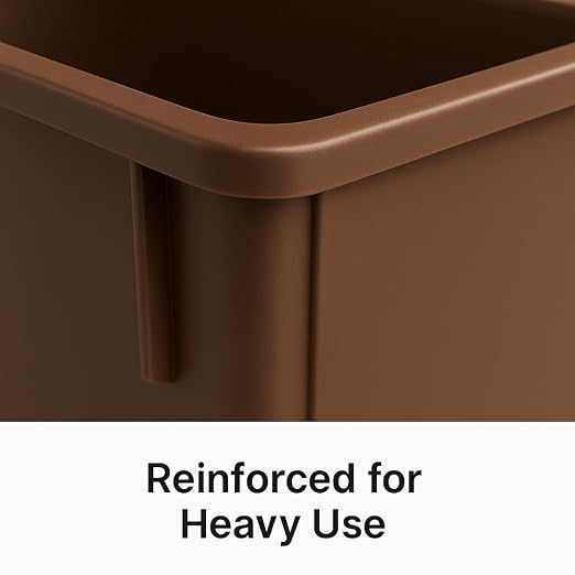 23 Gallon Slim Recycle Bin – Space-Saving Rectangular Recycling Container with Handles, Durable Plastic, Stackable Design for Office, School, Restaurant & Home Use (Brown)