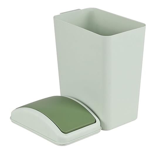 4.5 Gallon Swing Top Garbage Can, Slim Waste Bin (Green) | Plastic Dustbin with Swing Lid, Space-Saving Waste Bin for Bathroom, Bedroom, RV