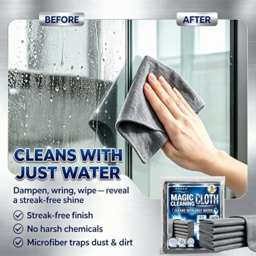 Magic Cleaning Cloth 15-Pack XXL Thickened Microfiber Cleaning Cloths | Lint Free Reusable Cleaning Rags for Glass, Window, Kitchen, Stainless Steel, Cars & Screens