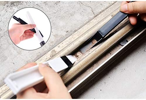 Multi-Functional Window Track Cleaner - Window Groove Cleaning Brush Tools with Corner Scraper & Detachable Brush, Portable for Crevice - Sill Scrub Brush Tool for Bathroom, Kitchen Tiles, Door Slots