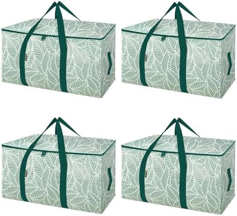 BALEINE 4-Pack Oversized Moving Bags with Reinforced Handles, Heavy-Duty Storage Tote for Clothes, Moving Supplies (Antique Folidage, 4-Pack)