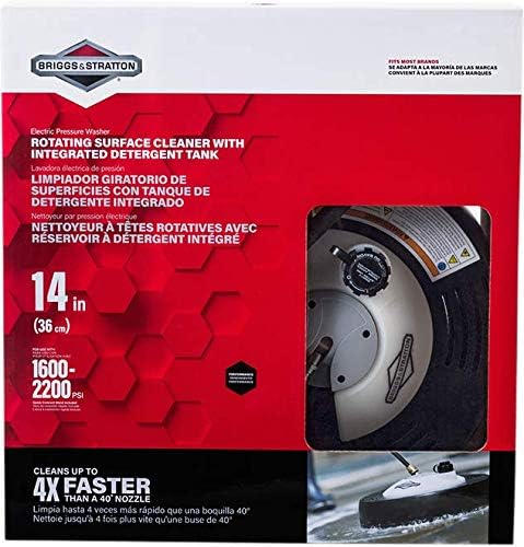 Briggs & Stratton 14 Inch Rotating Jet Surface Cleaner with Built In Detergent Tank and Quick Connect Wands for Patio, Lawn, and Garden
