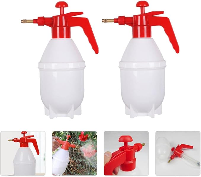 2pcs L Red Garden Sprayer with Adjustable Nozzle for Plants | Pp and Copper Build, Refillable 0.8l Capacity, Portable Indoor Outdoor Use