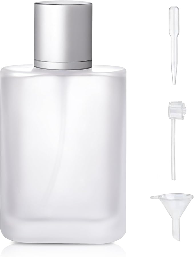 100ml/3.4 Oz Frosted Glass Perfume Spray Bottle Atomizer Empty | Refillable Perfume Cologne Bottle Fine Mist with 3 Kinds of Perfume Dispenser