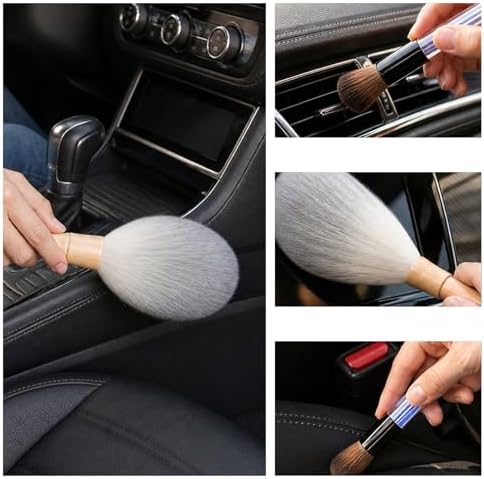 2 PCS Car Interior Dusting Brush, Soft Bristles Auto Dashboard Duster Interior Cleaning Brush, Scratch-Free Microfiber Sweep Detailing Brushes for Car Air Vent Dash Seat