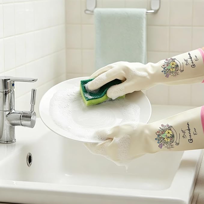 Rubber Cleaning Reusable Gloves, Practical House Warming Gifts | Dishwasher Reusable Gloves, Dishwashing Kitchen Household Essentials, Housewarming Xmas Cleaning Gifts for Cleaner Friends