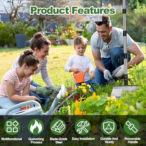INCIKITI Multifunctional Garden Cleaning Shovel, Flat Shovel | Flat Shovel with 59" Adjustable Handle, Snow Ice Scraper, Outdoor Spade Tool for Weeding, Lawn Edging, Ice Removal