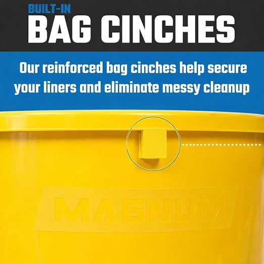 Magnum 44 Gallon Trash Can, High-Vis Yellow, Construction Grade, Heavy Duty Plastic, Jobsite Ready for Handling and Holding Garbage CMTC-C000-44Y01 (1 Pack)