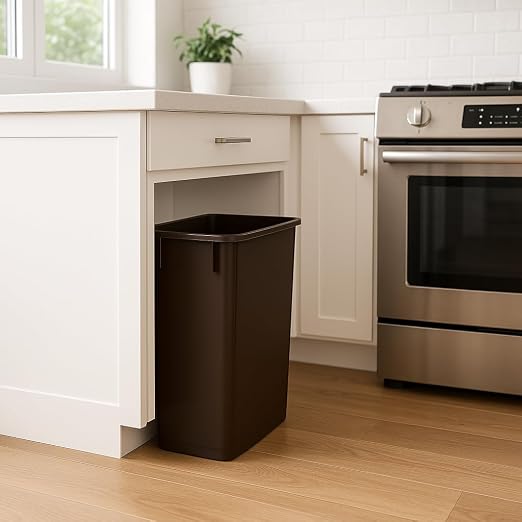 23 Gallon Slim Recycle Bin – Space-Saving Rectangular Recycling Container with Handles, Durable Plastic, Stackable Design for Office, School, Restaurant & Home Use (Brown)