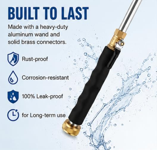 High Pressure Power Washer Wand for Garden Hose - 2026 Upgraded Water Jet Nozzle with 3 Spray Tips, Heavy Duty Brass Connector for Car Wash, Patio, Driveway, and Deck Cleaning (1pc)