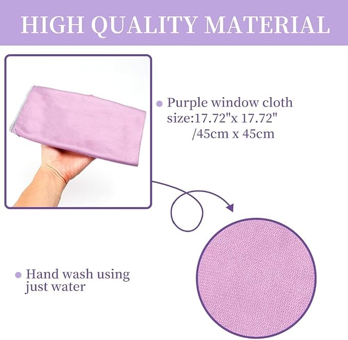 Norwεx Window Cleaning Cloth, Glass Cleaning Cloth, No Chemical Needed, Just Add Water Lints Streaks Scratches Free. (Purple 2 Pack)