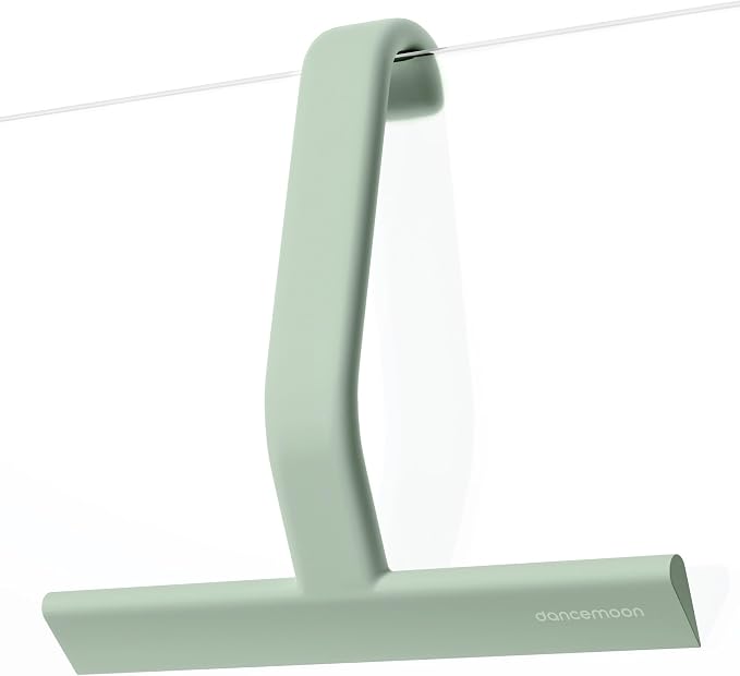 JustHang Shower Squeegee with Built-in Hook, 10'' Matte Green | Award-Winning Design, All-One-Piece Soft-Touch Silicone, for Glass Door, Bathroom, Window, Mirror, Tile Wall, Car