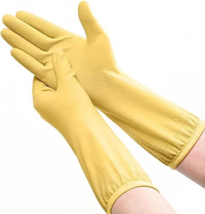 3 Pairs Dishwashing Gloves for Women, Soft Skin-Friendly Rubber Kitchen Gloves for Dish Washing & Cleaning