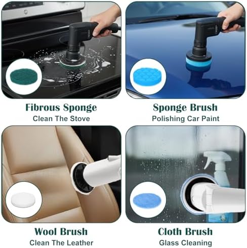 12Pcs Brush Heads Set, Cordless Electric Spin Scrubber Replaceable Brush Heads, Cordless Buffing Bonnet Pad for Household Cleaning Brushes, Bathroom, Floor, Tile, Car