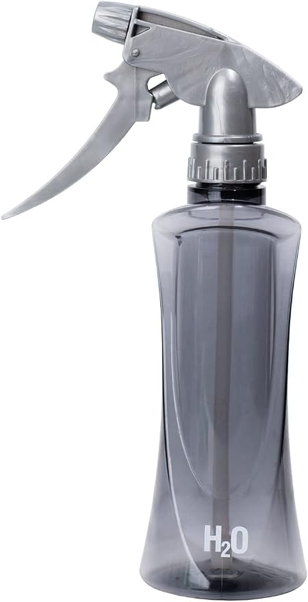 Cricket H2O Water Spray Bottle for Hair, 10 oz, Smoke Grey | Continuous Stream, Adjustable Nozzle, Durable Aluminum, Refillable
