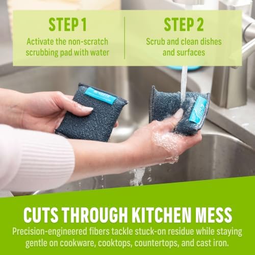 E-Cloth Non-Scratch Scrubbing Pads, Reusable Sink & Dish Sponges - 2 Pack | Reusable Kitchen Sponge for Cast Iron Dishes & Sink, Non Scratch, Multi Purpose Scrubber for Cleaning, Machine Washable