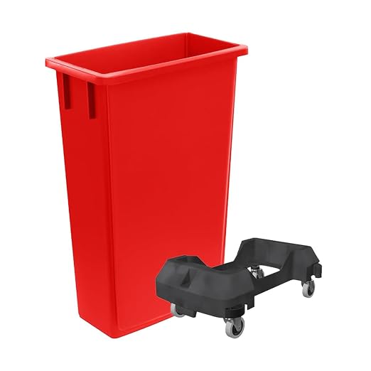 3 Pack 23 Gallon Waste Bin with Dolly, Heavy-Duty Trash Can, Slim Rectangular Garbage Bin, Durable Waste Container, Recycling Bin, Plastic Wastebasket for Kitchen, Garage, Restaurants, Office