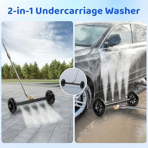 Tool Daily Undercarriage Cleaner for Power Washer and Garden Hose, 16 Inch | Dual-Function Undercarriage Pressure Washer Attachment, Water Broom with 3 Pieces Extension Wand, 4000 PSI