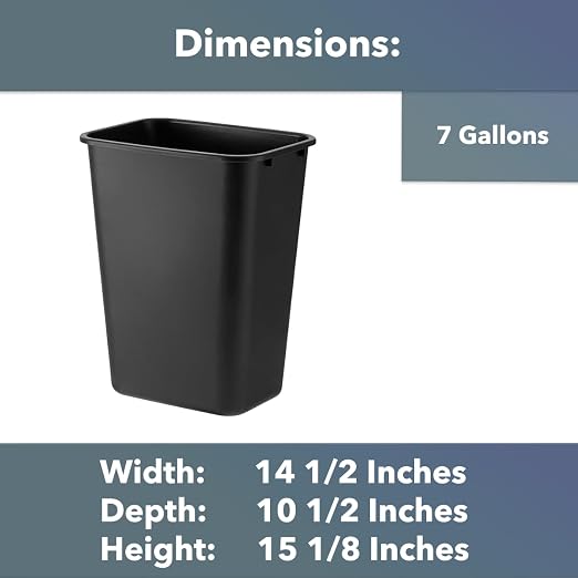10 Pack, Recycle Wastebasket, 28 Qt. / 7 Gallon Rectangular Wastebasket / Trash Can Kit - Compact Recycling Bin, Slim Design for Business, Kitchen, Household, Workplace, and Dormitory - Black and Blue