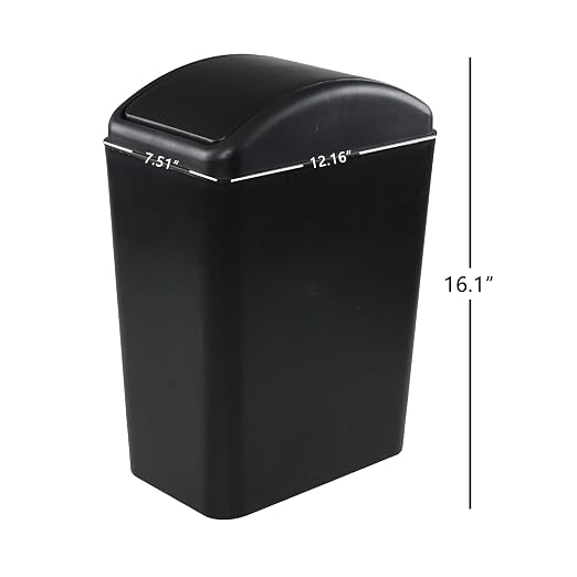 Oymlclivisa 4.5 Gallon Plastic Swing Top Trash Can, Slim Trash Bin, Black | Small Garbage Can with Lid for Narrow Space