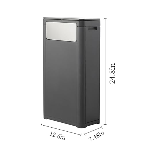 WanWanKa Bathroom Tall Skinny Trash Can with Lid,6 Gallon,Black | Waste Basket Fits in Narrow Spaces and Perfect for Commerical Offices,Garbage Can with Press Top,for Home,Bedroom,Kitchen