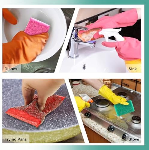 Thyle 24 Pack Steel Wool Scrubber Kitchen Sponges, Heavy Duty Non Scratch Metal Sponges, Reusable Cleaning Scrub Pads for Dishes, Pots, Pans, Sink and Tough Hard Stains (Vibrant Color)