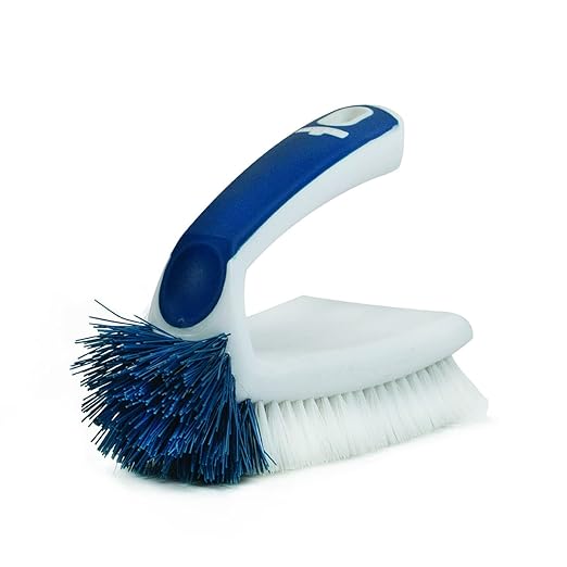 Unger Multi-Purpose Counter and Fixture Scrub Brush, Non-Slip Small Household Cleaning Supplies, Removes Dirt and Grime from Bathroom Sinks, Kitchen Countertops, and Faucets